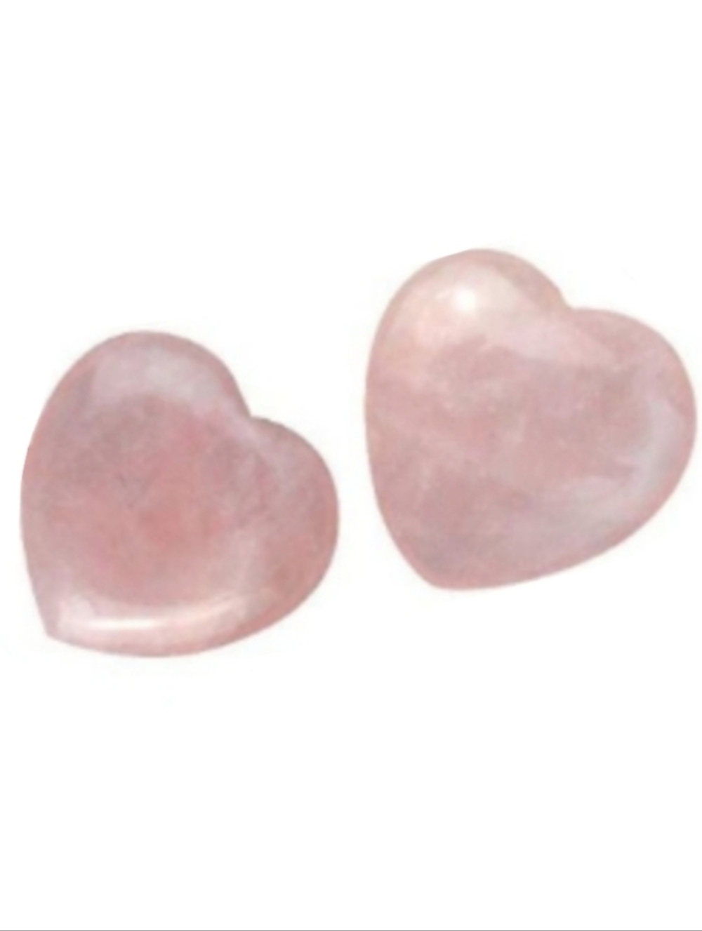 Set of 2 Hearts Pink Rose Quartz Love Stone Carved Gemstone Heart Pocket Gems
